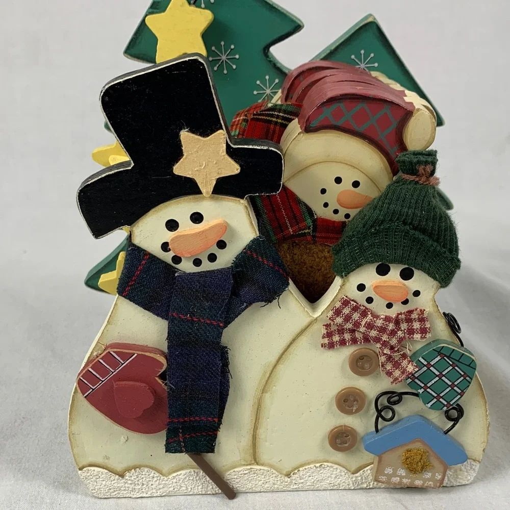 Festive Snowman Cork Coasters Set - Set of 6 Coasters and Storage Holder Holiday